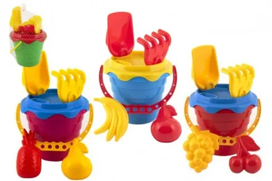 Teddies Sada na písek - Kbelík se sítkem - 4 barvy