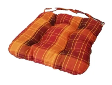 LKV Lomnice Podsedák na židli foukaný se šňůrkou - 40 x 40 cm - oranžovočervená kostka