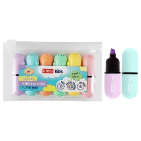 Easy KIDS FLASH MINI PASTEL - Sada pastelových zvýrazňovačů - mix 6 barev