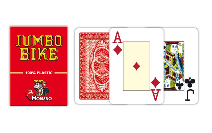 Modiano Poker Bike Trophy - 2 Jumbo Index - Profi plastové karty - červená