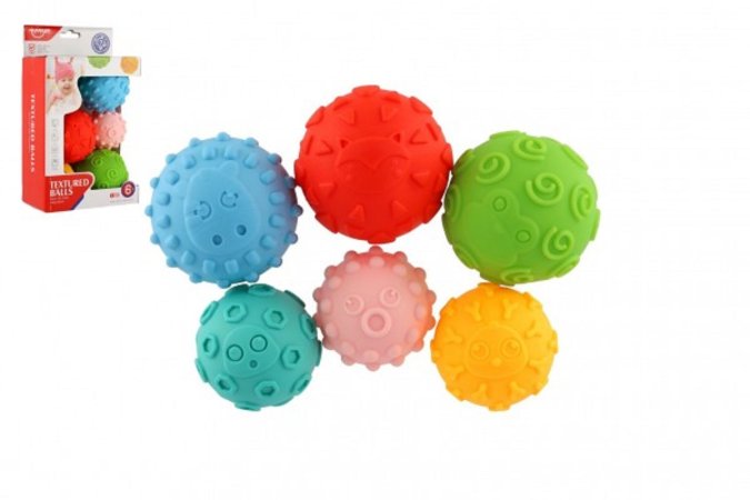 Teddies Sada míčků s texturou - gumové - 6 ks