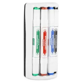 Easy WHITEBOARD SET - Sada 4 stíratelných oboustranných popisovačů s houbičkou