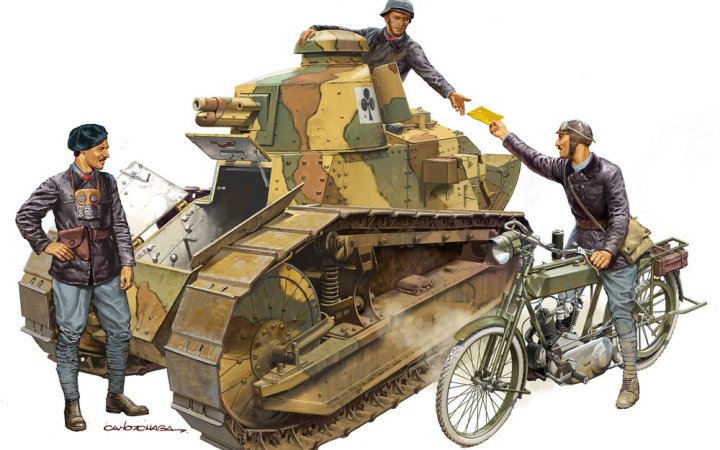 MENG Plastikový model figurek posádky tanku French FT-17 Light tank & Crewly Orderly