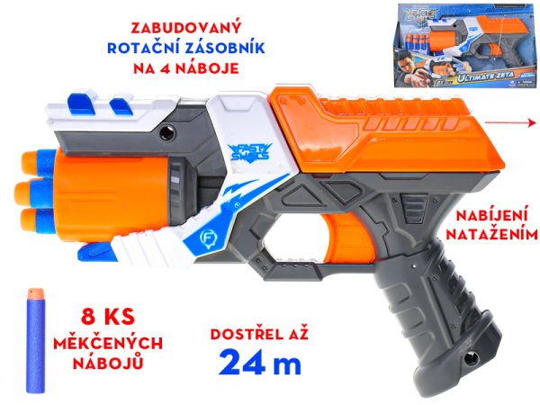 Mikro trading Pistole s rotačním zásobníkem pěnových nábojů - 21,5 cm