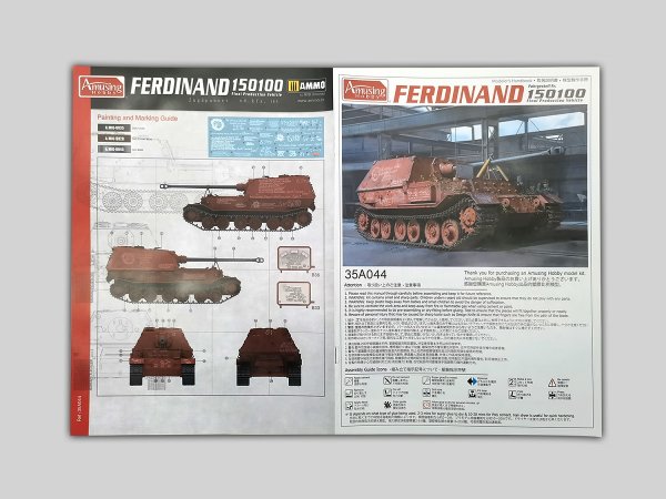 Amusing Hobby Plastikový model tanku Ferdinand Jagdpanzer Sd. kfz. 184 (Fahrgestell. Nr. 150100)