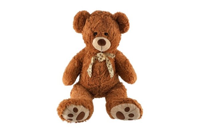 Teddies Medvěd s mašlí plyš - 72 cm - hnědý