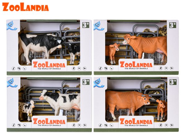 Mikro trading Zoolandia - Kráva s telátkem a doplňky - 4 druhy