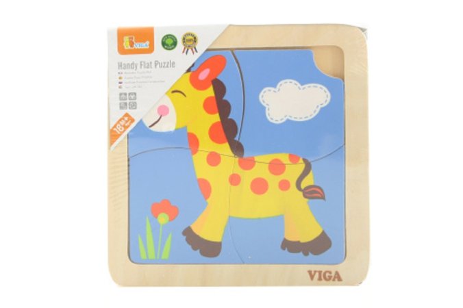 Viga Dřevěné puzzle - Žirafa - 4 dílky