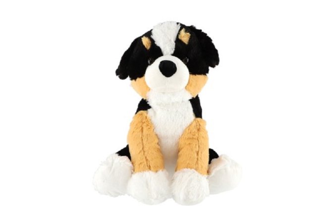 Teddies Pes sedící plyš - 38 cm - černo-hnědo-bílý