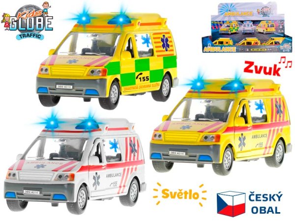 Mikro trading Kids Globe Traffic - Ambulance na zpětný chod - 14 cm - český design