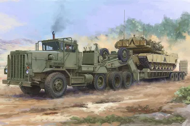 Hobby Boss Plastikový model vojenského nákladního auta M911 C-HET w/Talbert 64t Trailer