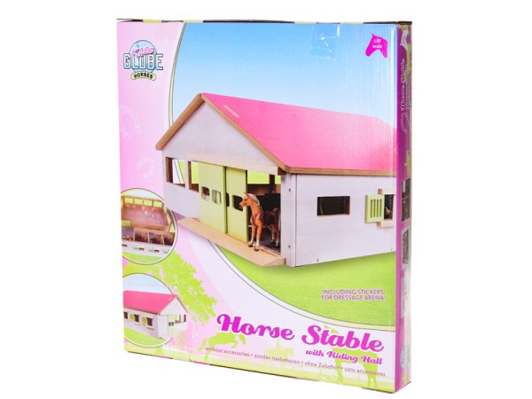 Mikro trading Kids Globe Horse - Stáj pro koně - dřevěná - 1:32
