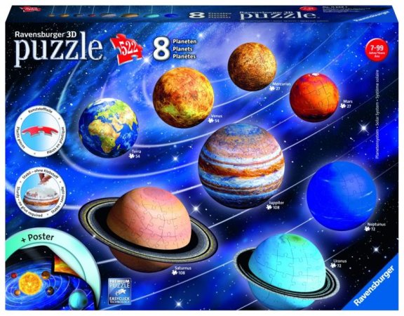 Ravensburger 3D Puzzle - Planetární soustava - 522 dílků