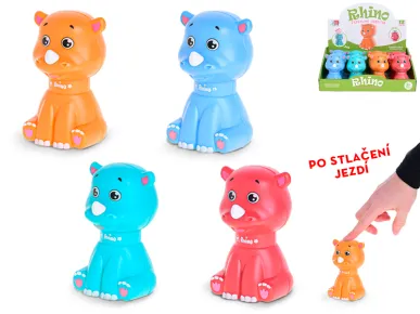 Mikro trading Nosorožec - 10 cm - po stlačení jezdící - 4 barvy