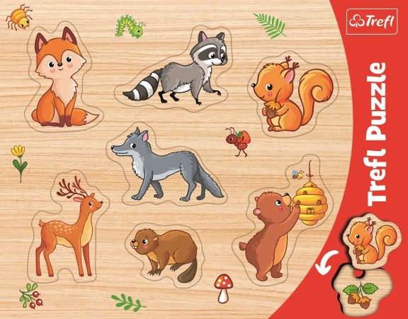 Trefl Vkládačka / Puzzle deskové - Obrysové lesní zvířátka