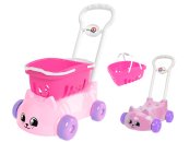 Mikro trading Nákupní vozík s motivem kočky s odnímatelným košíkem - růžová