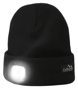 Cattara Čepice BLACK s LED svítilnou - USB nabíjení