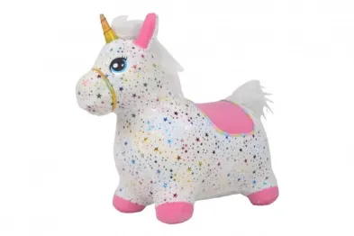 Teddies Hopsadlo - Jednorožec plyš - bílý s hvězdičkami