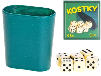 Mikro trading Kostky hrací - 16 mm - 6 ks s kelímkem