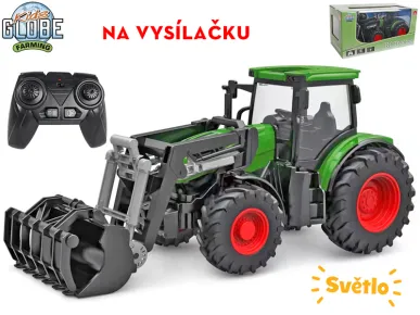 Mikro trading Kids Globe - RC Traktor zelený s předním nakladačem - 27 cm