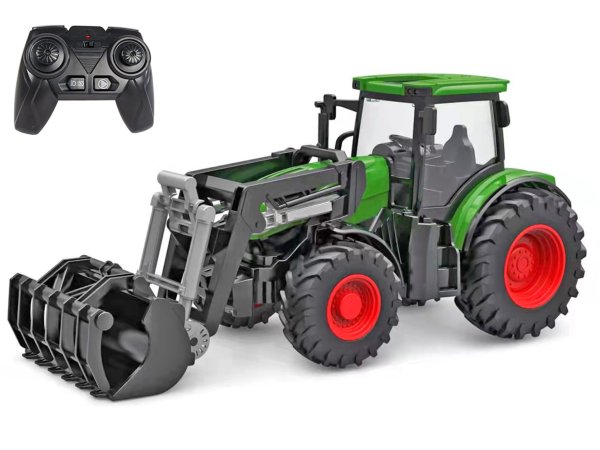 Mikro trading Kids Globe - RC Traktor zelený s předním nakladačem - 27 cm