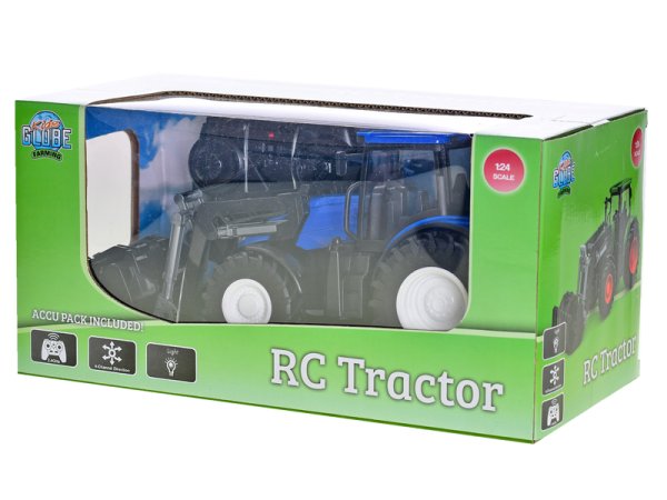 Mikro trading Kids Globe - RC traktor modrý s předním nakladačem - 27 cm