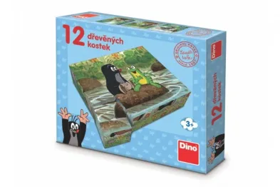 Dino Dřevěné kostky kubus - Krtek a zvířátka - 12 ks