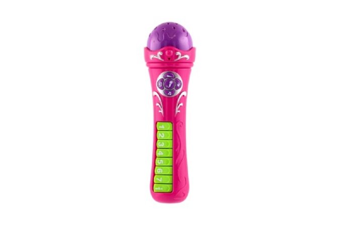 Teddies Mikrofon s nahranými písničkami - 23 cm - růžová