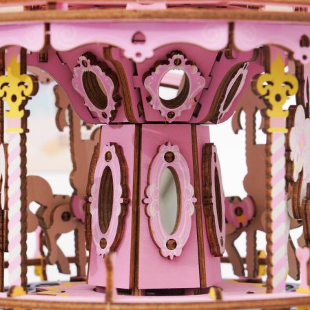 RoboTime 3D skládačka hrací skříňky - Romantický kolotoč - barevný