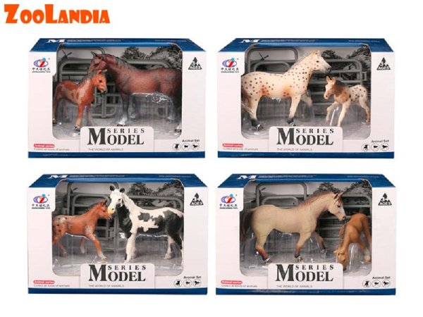 Mikro trading Zoolandia - Kůň s hříbětem a doplňky - 4 druhy