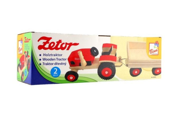 Teddies Traktor Zetor s vlekem - dřevo - 36 cm