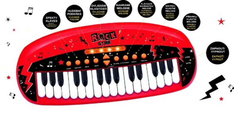 Teddies Pianko ROCK STAR - 31 kláves - 46 cm - se zvukem, světlem