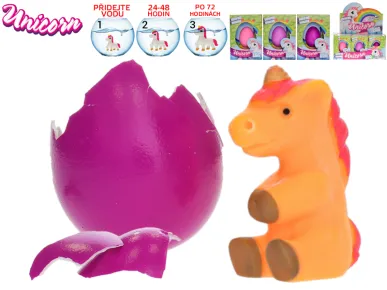 Mikro trading Unicorn - Jednorožec líhnoucí a rostoucí ve vajíčku - 6 cm - 3 barvy