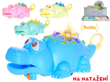 Mikro trading Krokodýl jezdící - na natažení - se světlem - 11 cm