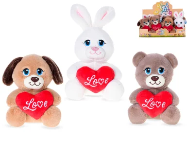 Mikro trading Zvířátko plyšové - 15 cm - sedící se srdíčkem