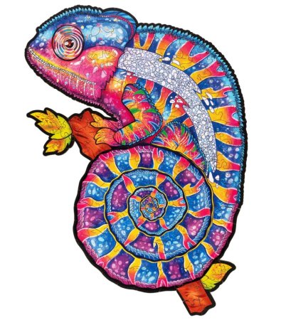 Puzzler Woods Puzzle - Dřevěné barevné - Hypnotický chameleon - 160 dílků
