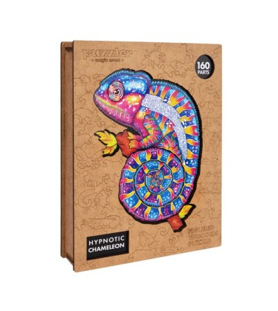 Puzzler Woods Puzzle - Dřevěné barevné - Hypnotický chameleon - 160 dílků