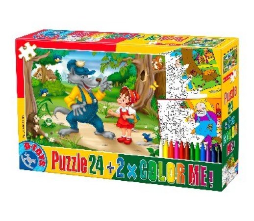 D-Toys Puzzle Color me! - Červená Karkulka - 24 dílků + 2x omalovánky - 1 + 1