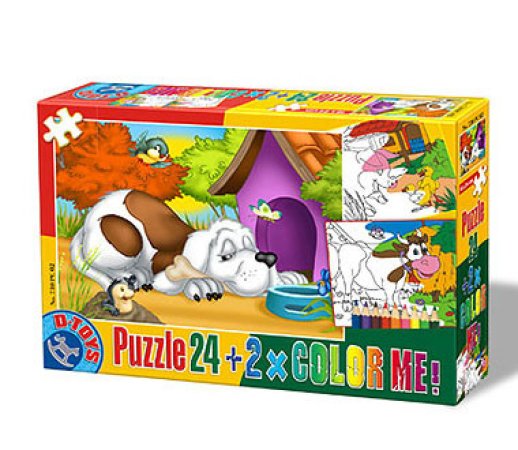 D-Toys Puzzle Color me! - Pejsek - 24 dílků + 2x omalovánky - 1 + 1