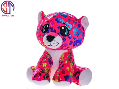 Mikro trading Star Sparkle - Leopard Rainbow plyšový barevný - 16 cm - sedící