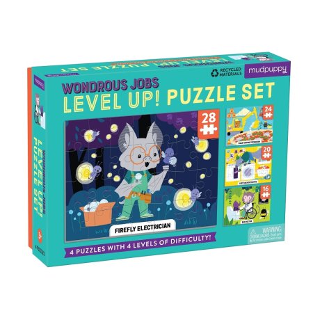 Mudpuppy Puzzle -  Level Up! Podivuhodná zaměstnání 4v1 - 16, 20, 24 a 28 dílků