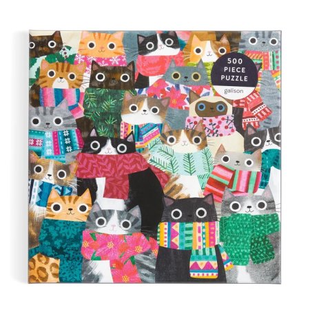 Galison Puzzle - Zimní kočky - 500 dílků