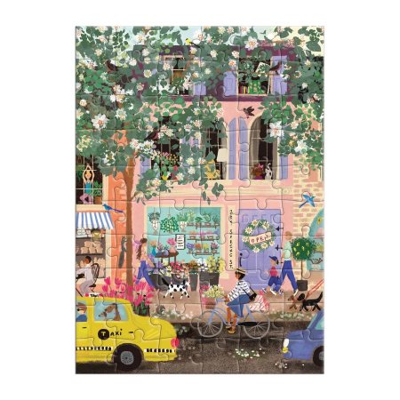 Galison Puzzle - Přáníčko - Pozdravy z jarní ulice - 60 dílků