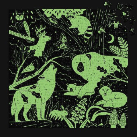 Mudpuppy Puzzle svítící ve tmě - Lesní zvířátka - 500 dílků