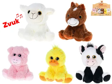 Mikro trading Zvířátko farma - plyšové - 14 cm - sedící - se zvukem