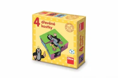 Dino Kostky kubus - Krtek - dřevo - 4 ks