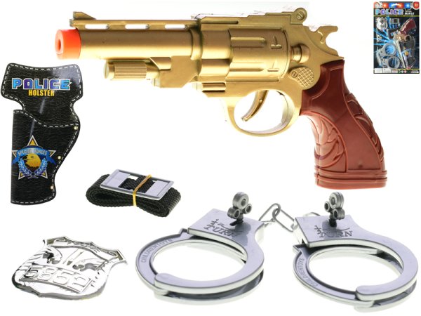 Mikro trading Policejní set s pistolí - 22 cm - pouty, odznakem a opaskem