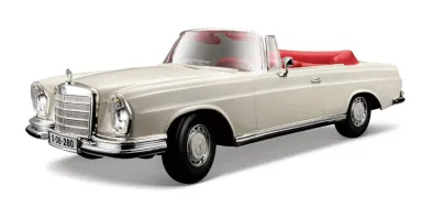 Maisto Sestavený kovový model auta 1967 Mercedes-Benz 280SE, Cabrio