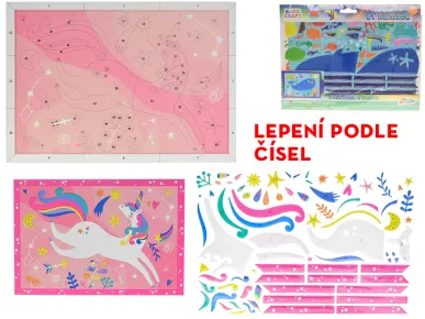 Mikro trading Obrázek se sadou nálepek - lepení podle čísel - 2 druhy