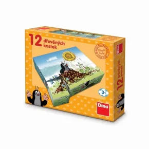 Dino Krtkův rok - Dřevěné licenční kostky - 12 ks